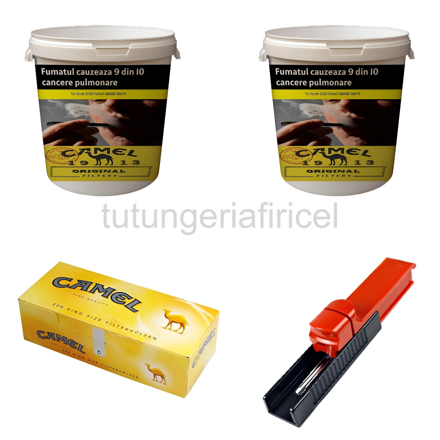 2 X Tutun Camel la Găleată Firicel 0.1 + Aparat de Facut Țigări + Tuburi Țigări Camel 200 Buc — Oferte, 200 bucăți