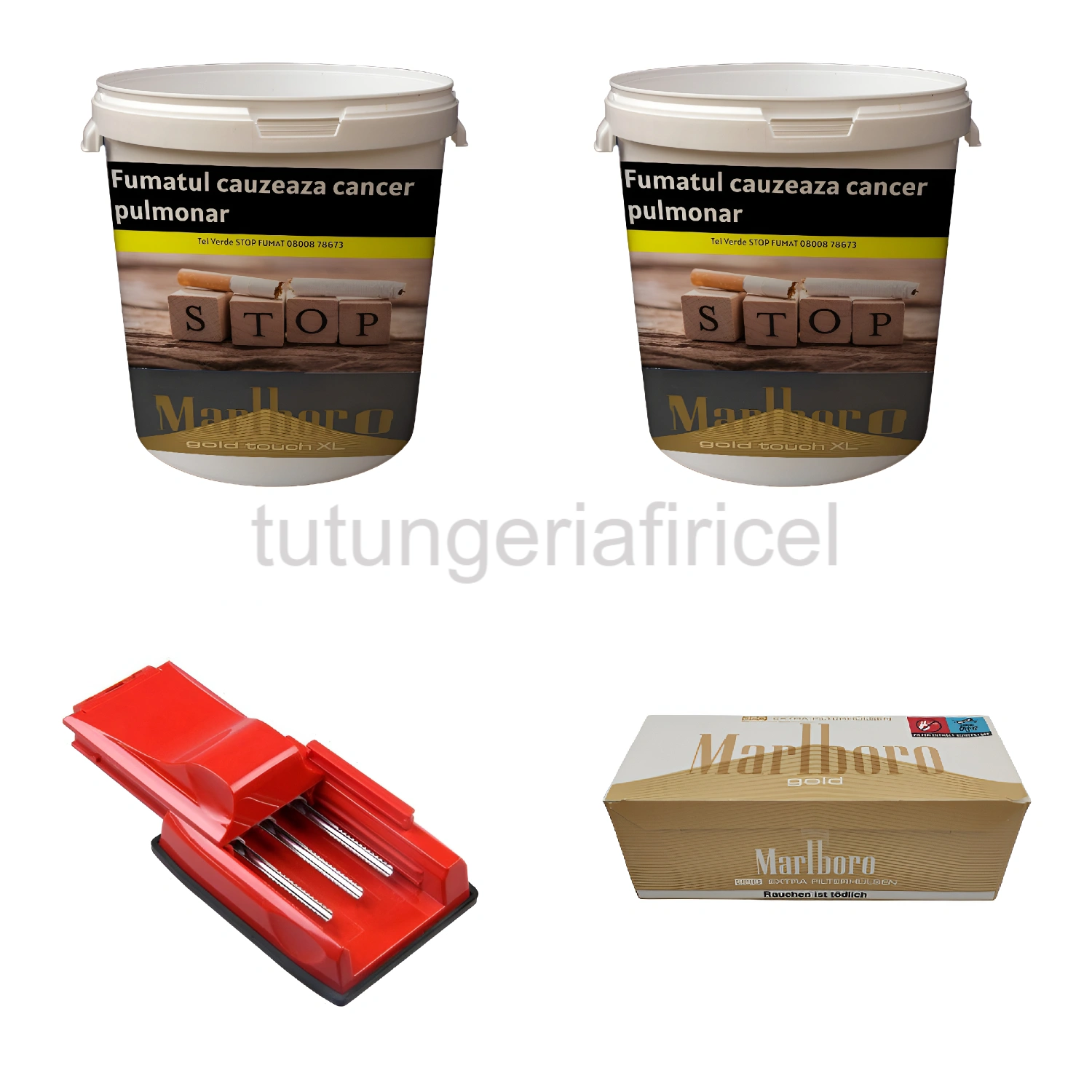 2 X Tutun la Găleată Marlboro 0.1 + Aparat de Facut Țigări + Tuburi Țigări Malboro 200 Buc — Oferte, 200 bucăți